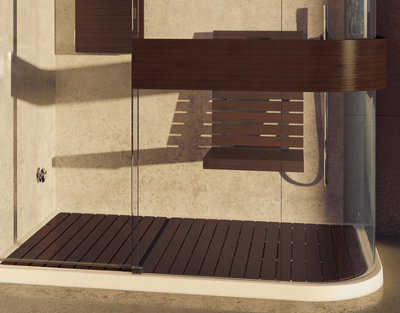piso ducha madera